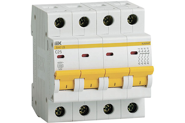 Авт. выкл.ВА47-29 4Р 25А 4,5кА х-ка С ИЭК (MVA20-4-025-C) 384