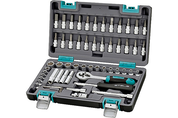 Набор STELS слесарно-монтажный,1/4, CrV, 57 предметов, пр-во Тайвань (14101)