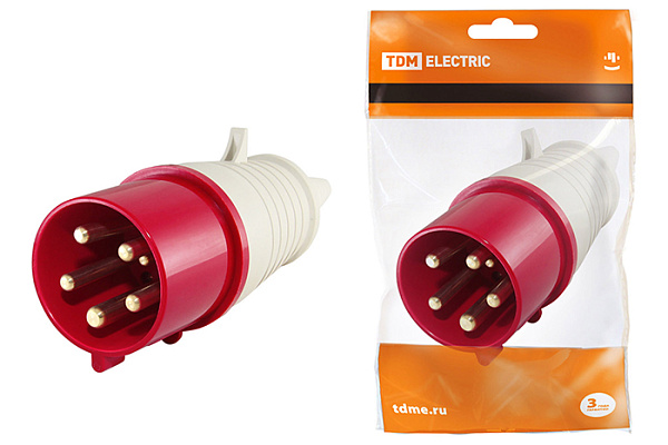 Вилка TDM 015 3Р+РЕ+N 16А 380В IP44 (0601-0003)