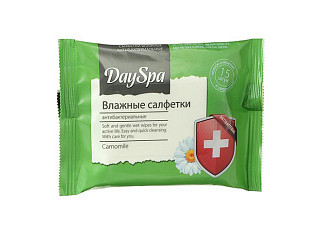 Салфетки влажные Day Spa антибактериальные Ромашка 15шт (484) 152