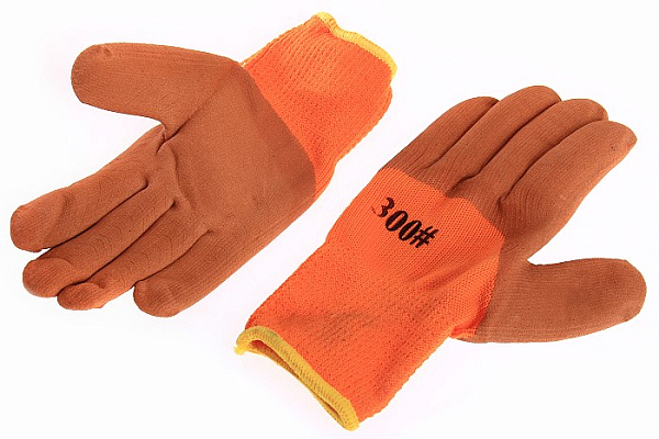 Перчатки акриловые, утепленные В38 3-х цв. (оранж.,шоколадный)/ 10