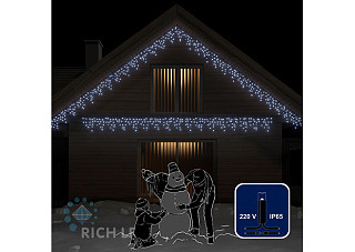 Светодиодная бахрома Rich LED 3х0.5м,IP65,белая,мерцающая,черн.резин.провод RL-i3*0,5F-RB/W (051)