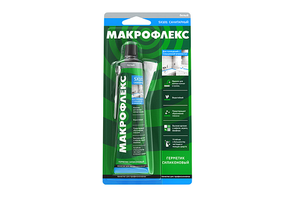 Герметик МАКРОФЛЕКС SX101 санитарный туба на блистер-карте белый 70мл 3002437 (1/24)