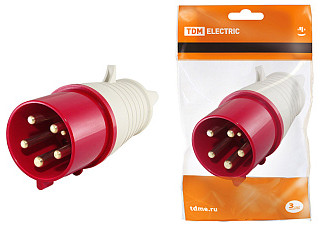 Вилка TDM 025 3Р+РЕ+N 32А 380В IP44 (0601-0006)