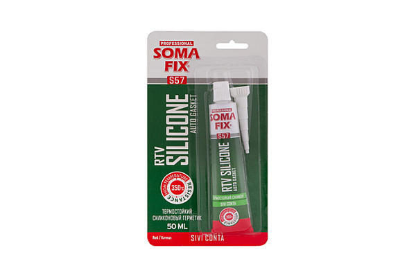 Герметик силиконовый SOMA FIX термостойкий RTV, красный, 50гр Турция S57 /24
