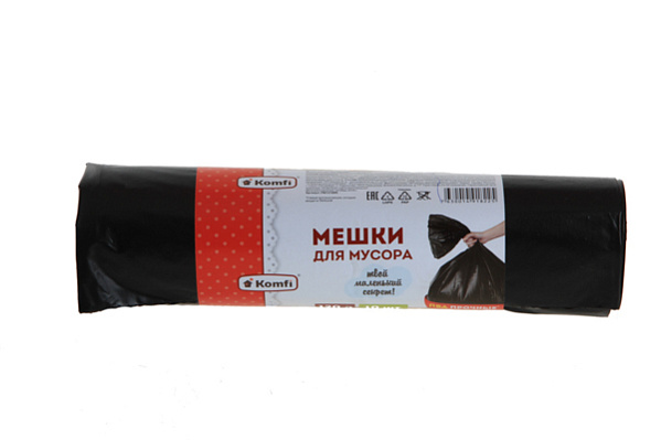 Мешки для мусора KOMFI ПВД 120л 35мкм в рулоне черные 10шт PM1210BR (1/18)