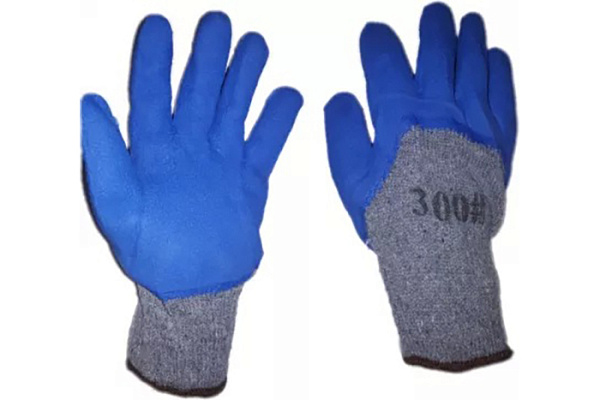 Перчатки х/б с латексным покрытием B300 (серый, облив синий)/ 10 